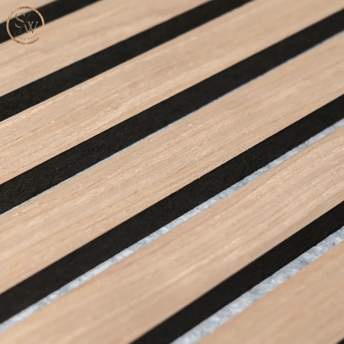 Premium light oak grå filt närbild mdf