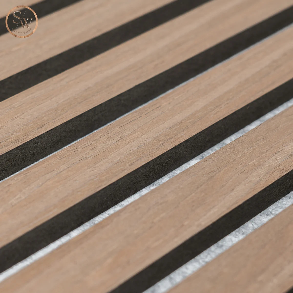 Premium light brown oak grå filt närbild mdf