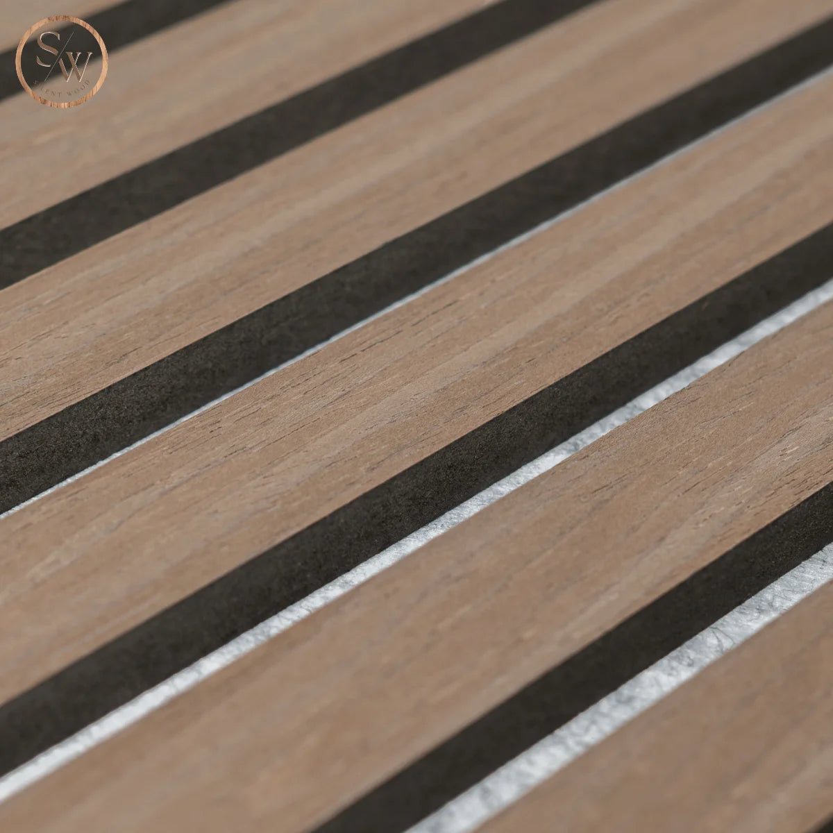 Premium light brown oak grå filt närbild 