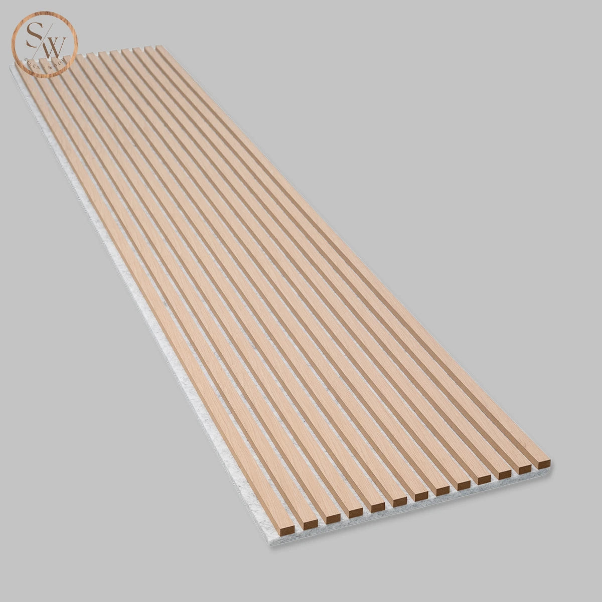 Akustikpanel Standard ight oak grå filt liggande hel bild