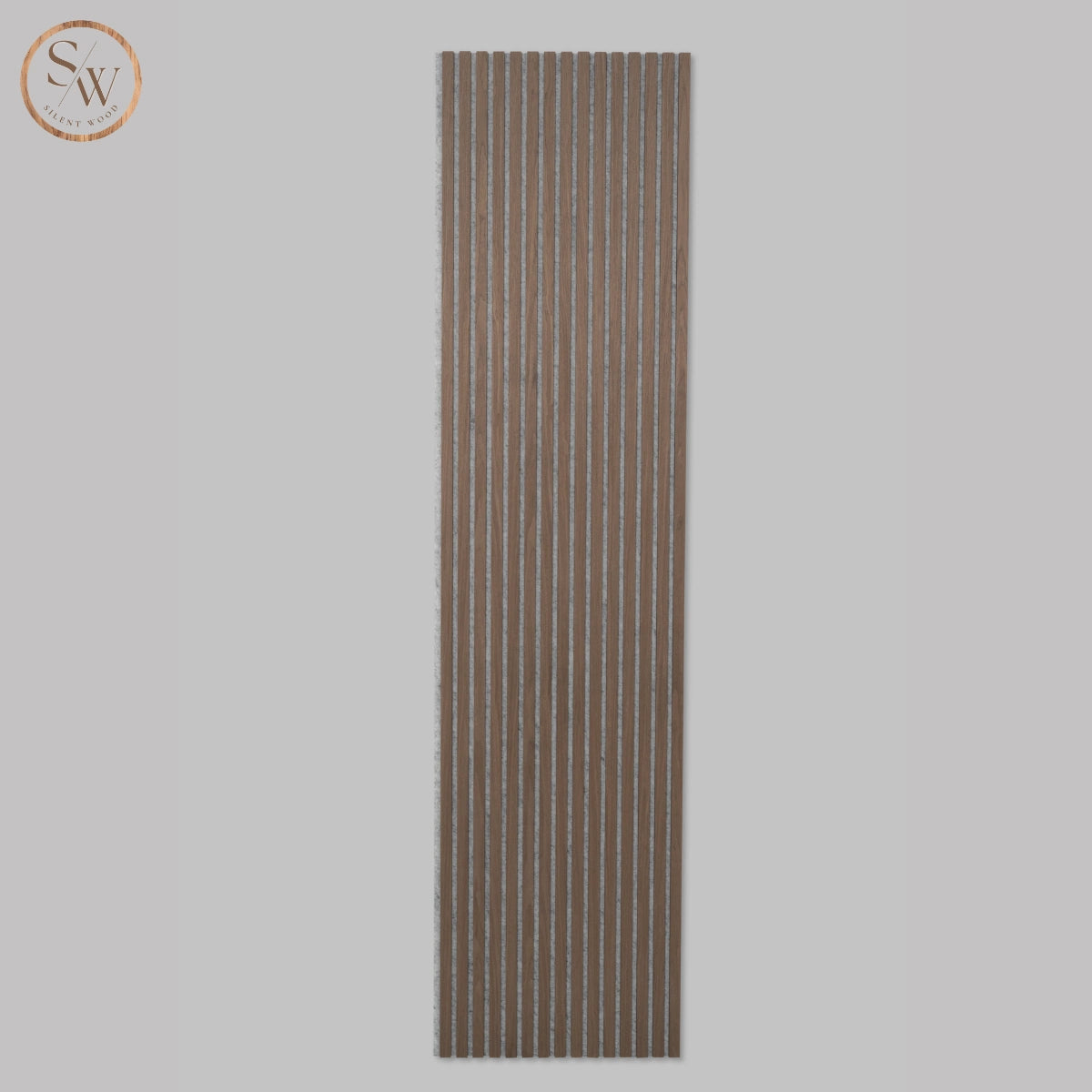 Akustikpanel premium light brown oak grå filt stående produktbild