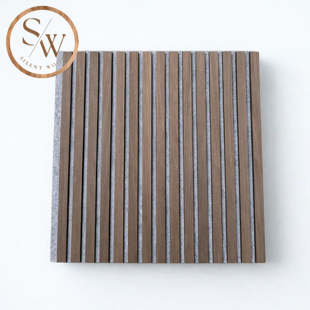 Premium - Akustikpanel - 60x60 cm 4 stk. Grå Filt - Smoked Oak