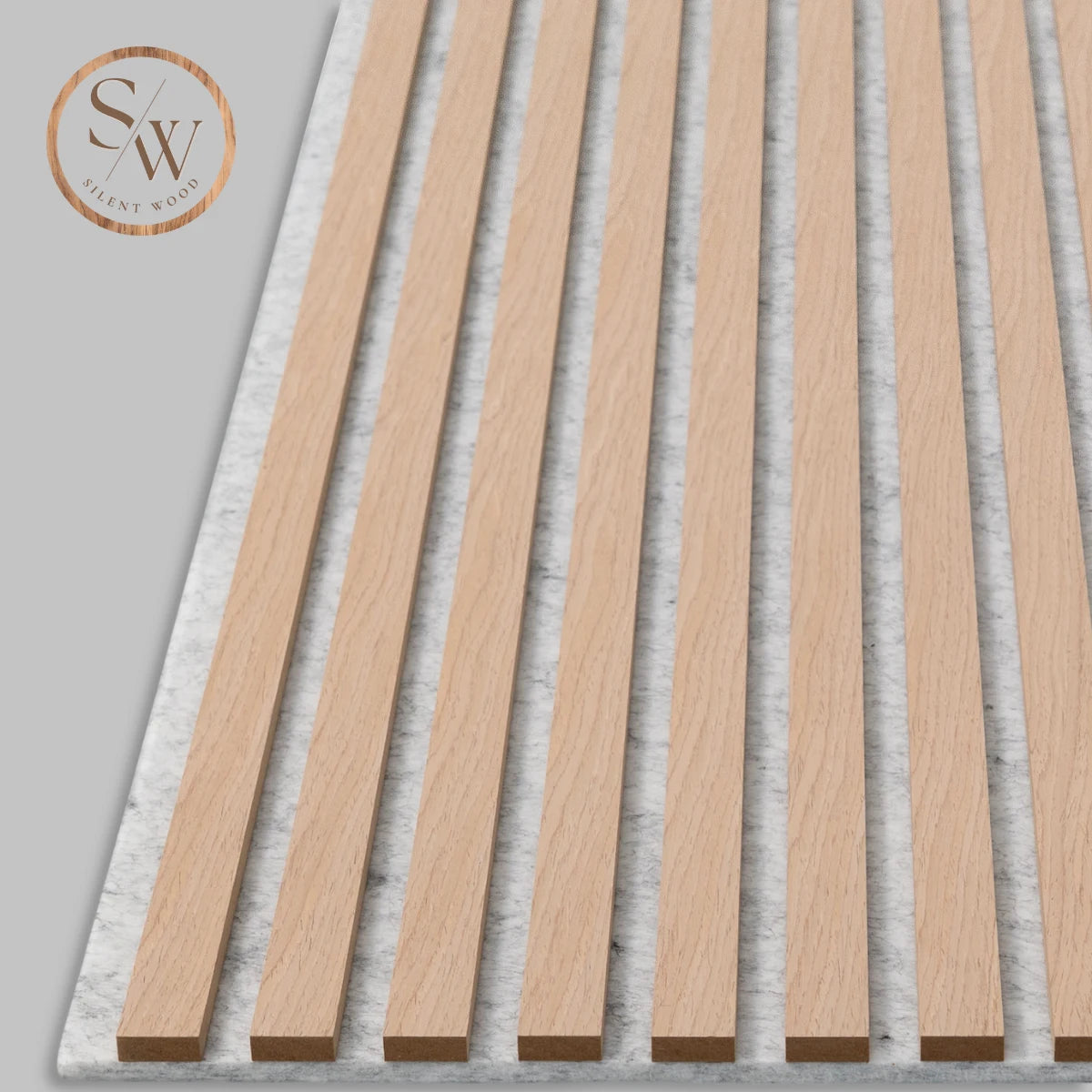 Standard light oak grå filt närbild kant ribbor